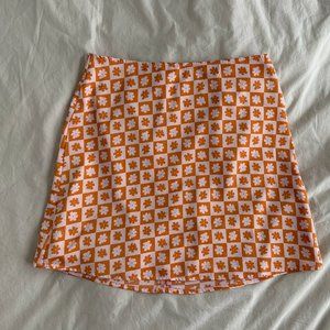 Silky Retro Floral Mini Skirt